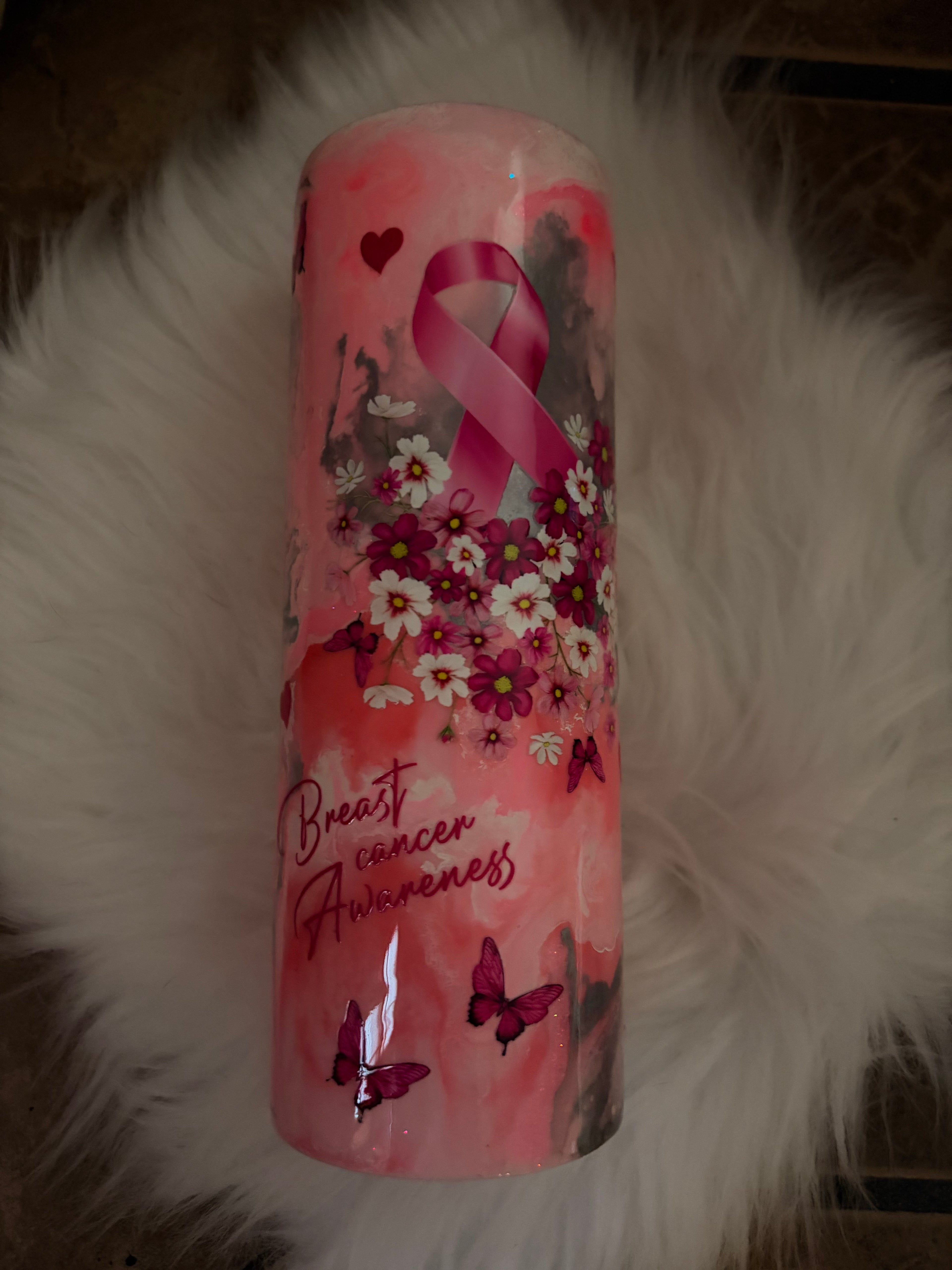 Pink 20 oz breast cancer tumbler